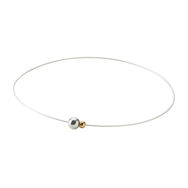 PHITEN RAKUWA WIRE EXTREME MIRROR BALL TWIN necklace silver/gold, 45 cm