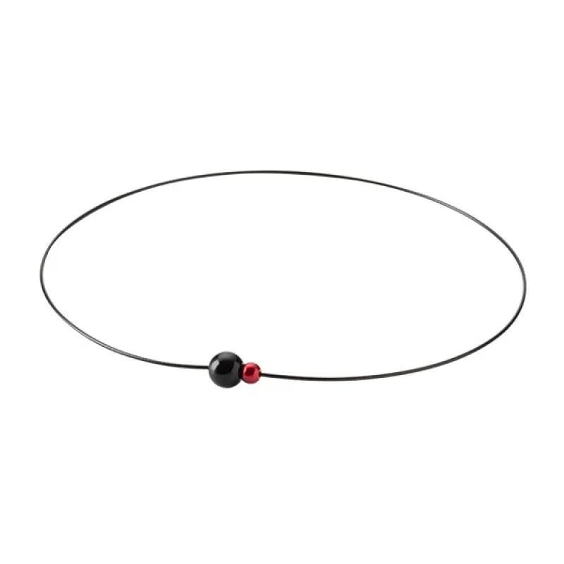 PHITEN RAKUWA WIRE EXTREME MIRROR BALL TWIN necklace black/red, 45 cm