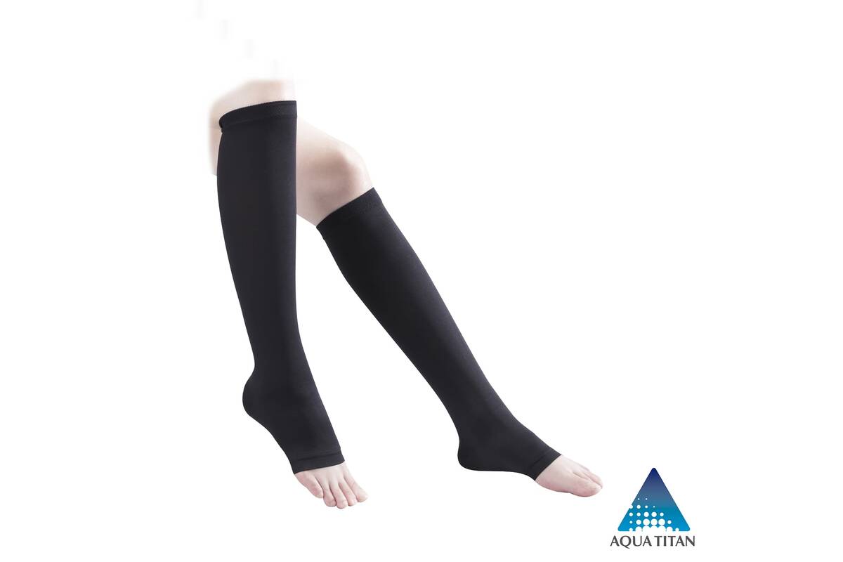 PHITEN Ti-SOCKS(Ti+Ag), kojinės su atviru priekiu, juodos L